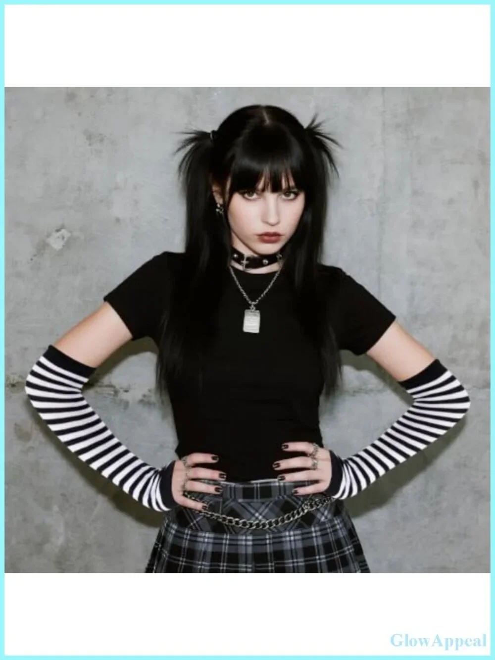 Fingerless Long Sleeve Arm Warmers Gothic Y2K Kawaii Stretchy Knit Gloves